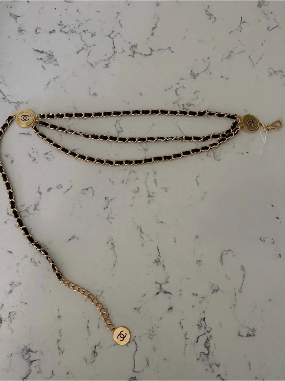 Chanel 31 Rue Cambon Medallion Belt Vintage Three strand fits up to 32 waist